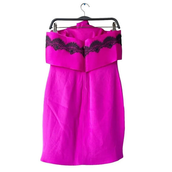 MARCHESA NOTTE Women’s Silk Cocktail Dress Fuchsia Pink Strapless Ruffle Size 2 - Picture 4 of 4